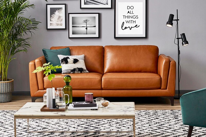 Стильный диван из натуральной кожи. Модель Диван HTL-11746-2.5S Супермаркет диванов Релакс Студио