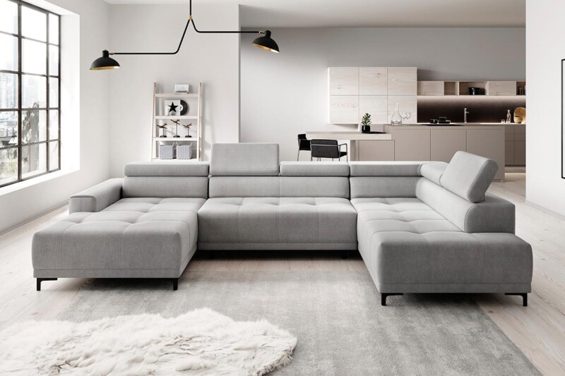 Угловой диван для просторной гостиной с электрической раскладкой. Модель Hugo-XL. Супермаркет диванов Релакс Студио