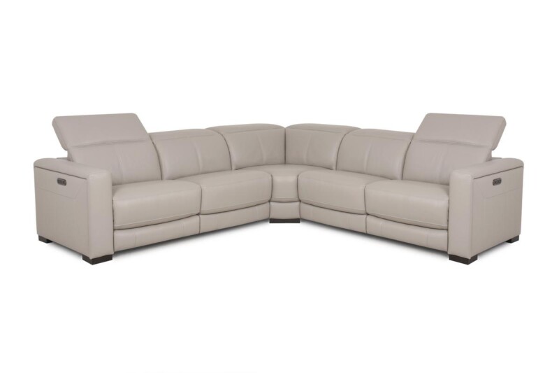 Бежевый кожаный угловой диван. Модель RS-11449-1-PR. Супермаркет диванов Relax Studio
