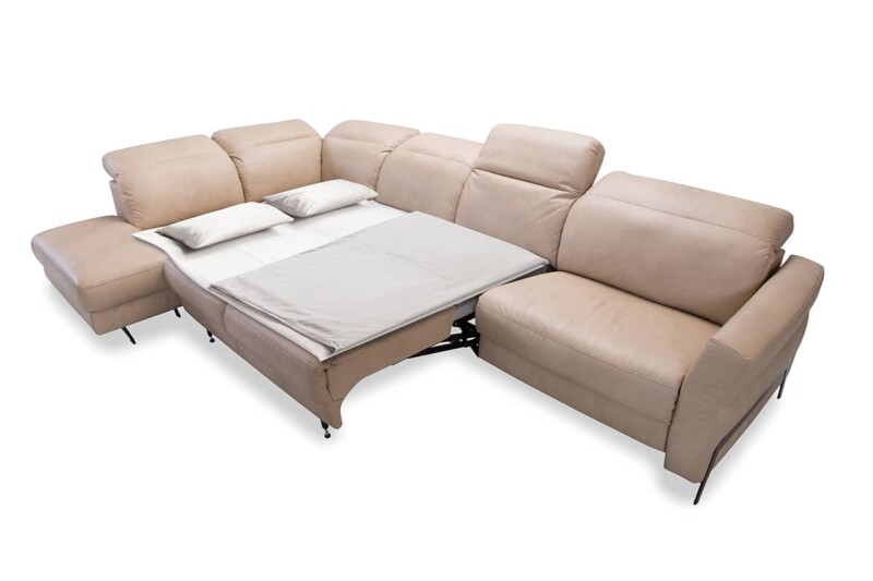 Угловой диван Volta с реклайнером и раскладкой для сна. Супермаркет диванов Relax Studio